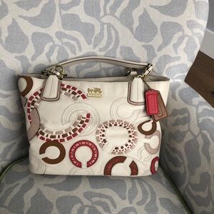 Coach leather monogram shoulder bag
